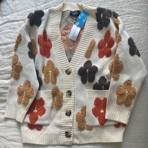 NWT Cider floral retro oversized sweater/cardigan